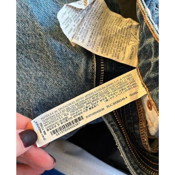 Zara High Rise Denim Shorts Blue Rolled Hem 100% Cotton Casual Summer Size 4 - Picture 3 of 5